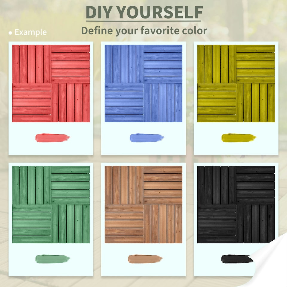 image 1 of Outsunny 27pc Floor Tiles Interlocking Solid Wood DIY Deck Tiles Outdoor Brown