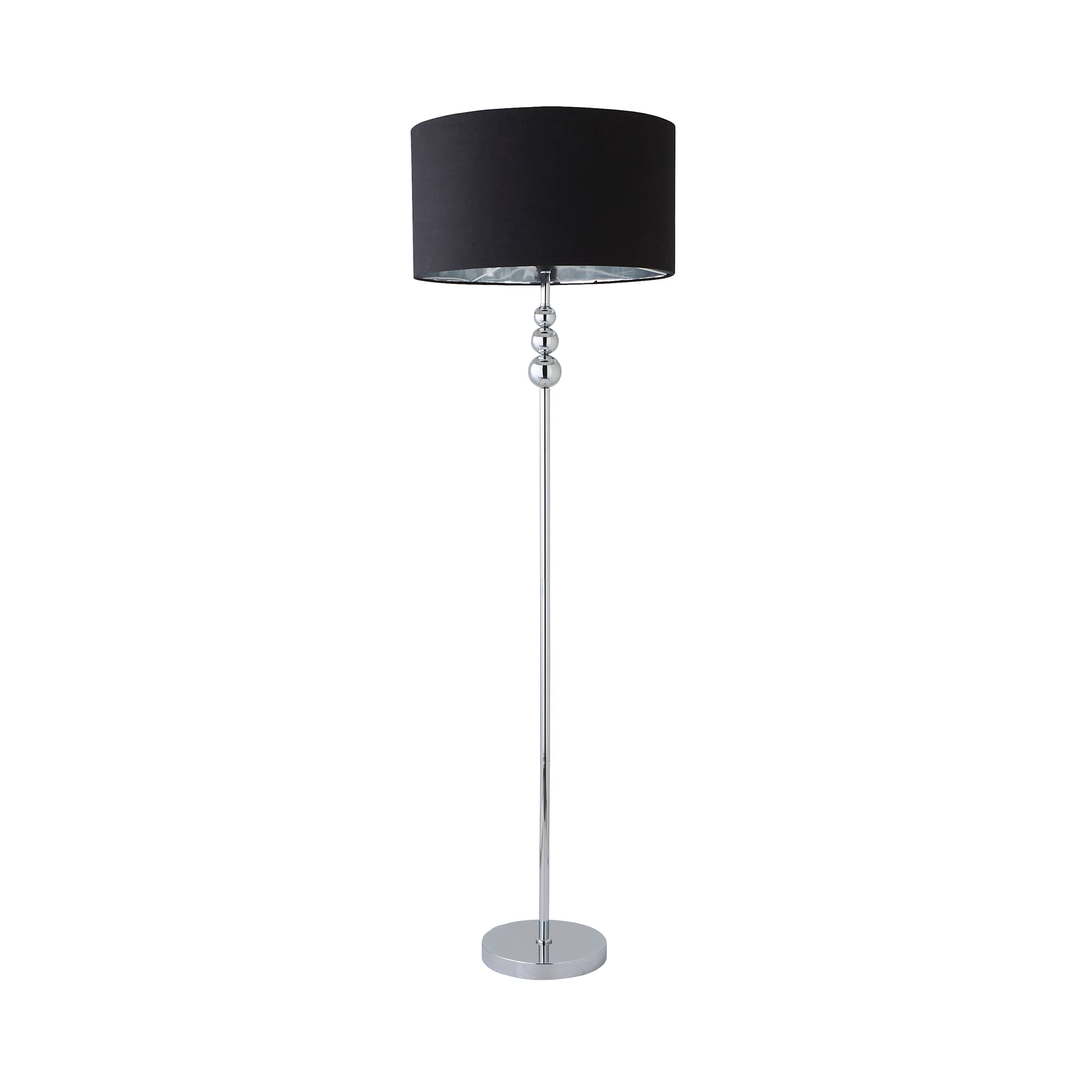 ValueLights Marissa Chrome Stacked Ball Floor Lamp Black Chrome Shade and Bulb