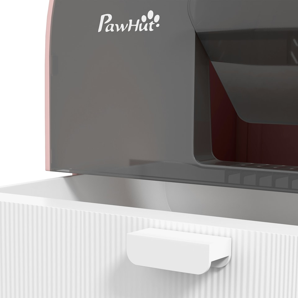 image 1 of PawHut Cat Litter Box Kitten Litter Tray w/ Lid, Scoop, Filter, Flap Door, Pink