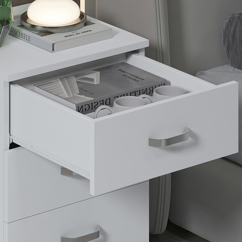 image 1 of FWStyle Tunis 3 Drawer Bedside Chest Matt White
