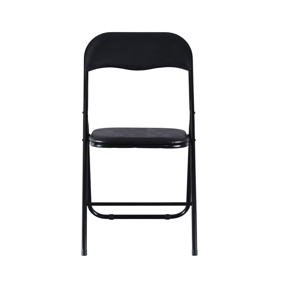 image 1 of 4-Pc Folding Chair Set with Cushioned PVC Seat and Back | Black | 4