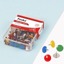 Pack of 100 Assorted Colour Metal Thumbtacks 11mm