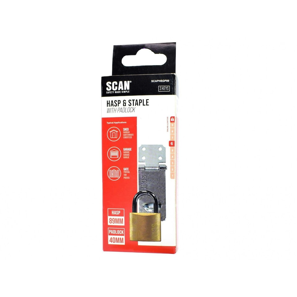 image 1 of Scan Hasp And Staple + Padlock - Multi Colour - 89mm | Multi