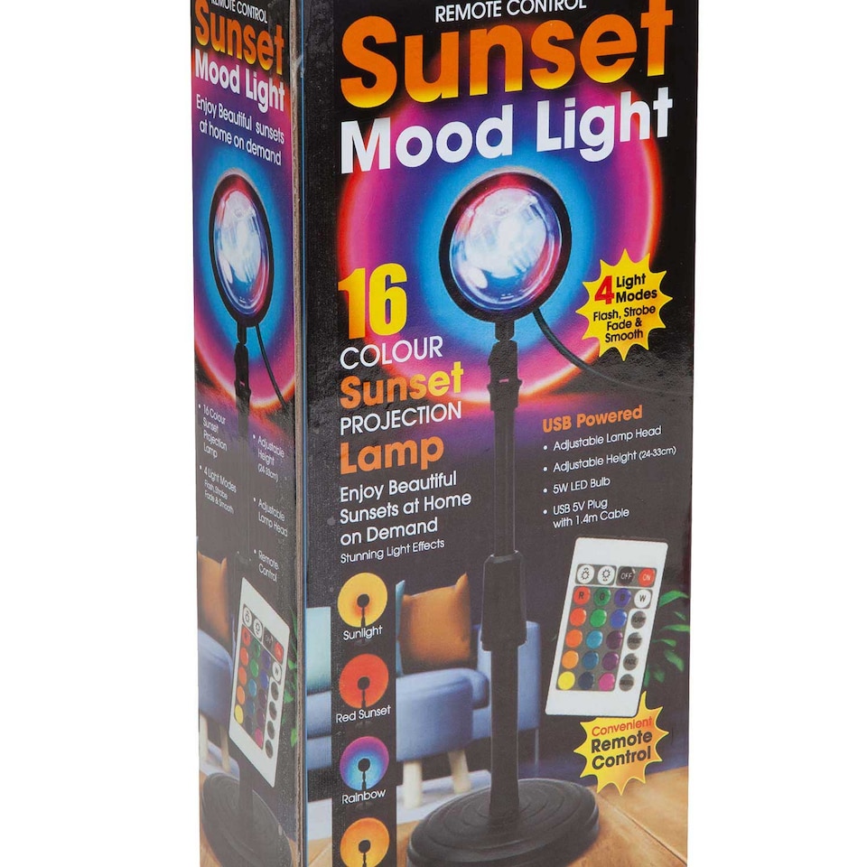 image 1 of PMS Sunset Mood Light with Remote, 4 Effects and 16 Colours