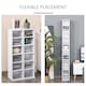 image 4 of HOMCOM 204 CD Media Display Shelf Unit Set of 2 Blu-Ray Tower Rack w  Adjustable Shelves Bookcase Storage Organiser, White