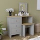 image 1 of Vida Designs Arlington 3 Drawer Dressing Table Mirror & Stool Set Vanity Makeup Desk, Grey & Oak