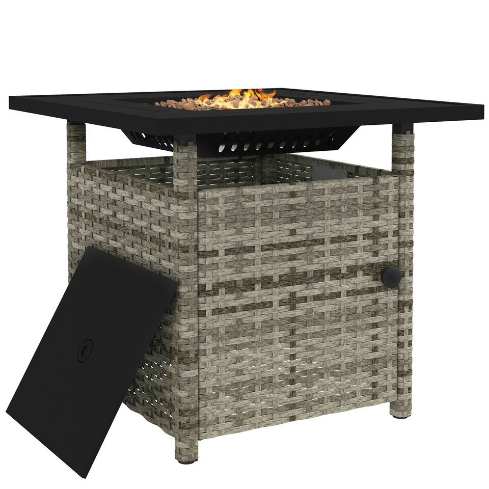 image 1 of Outsunny 50,000 BTU Rattan Fire Pits for Garden, Fire Pit Table