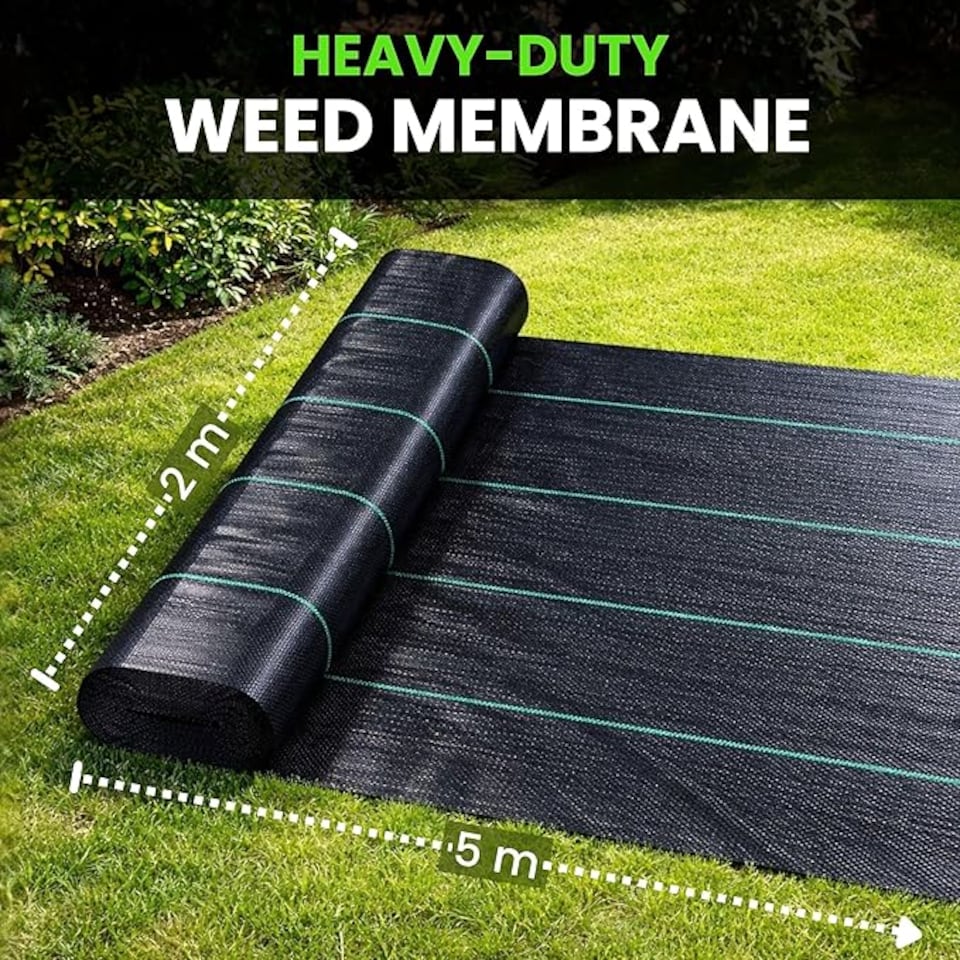 image 1 of Heavy Duty Weed Control Fabric - Landscape Membrane for Garden, Patios & Flower Beds