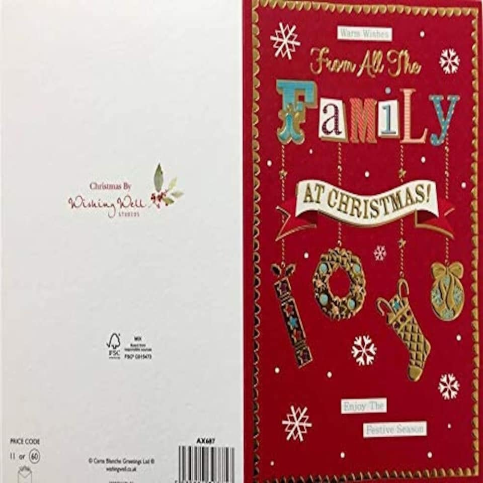 image 1 of TRADITIONAL FROM ALL THE FAMILY AT CHRISTMAS NICE VERSE GOLD FOIL GREETING CARD