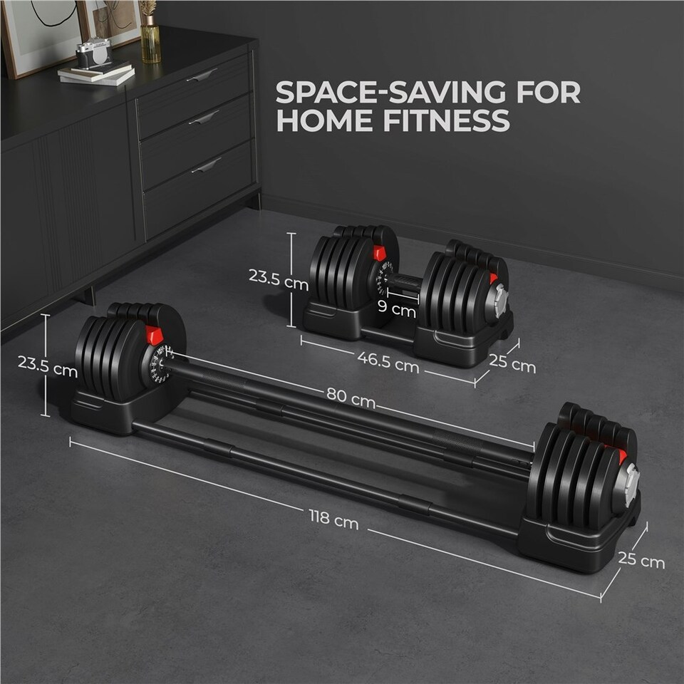 image 1 of Yaheetech 2-40KGS 2-in-1 Dumbbell Weight Set Black