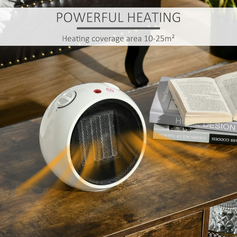 image 1 of HOMCOM Table Top Space Heater, Ceramic Electric Heater with 3 Heating Mode White