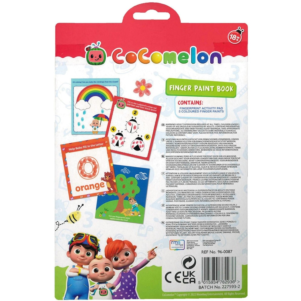 image 1 of CoComelon Finger Paint Book Set Activity Pad Childrens Learning Arts Crafts
