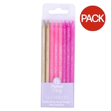 Pioneer Europe Glitter Candle (Pack of 16) - Pink/Gold - One Size