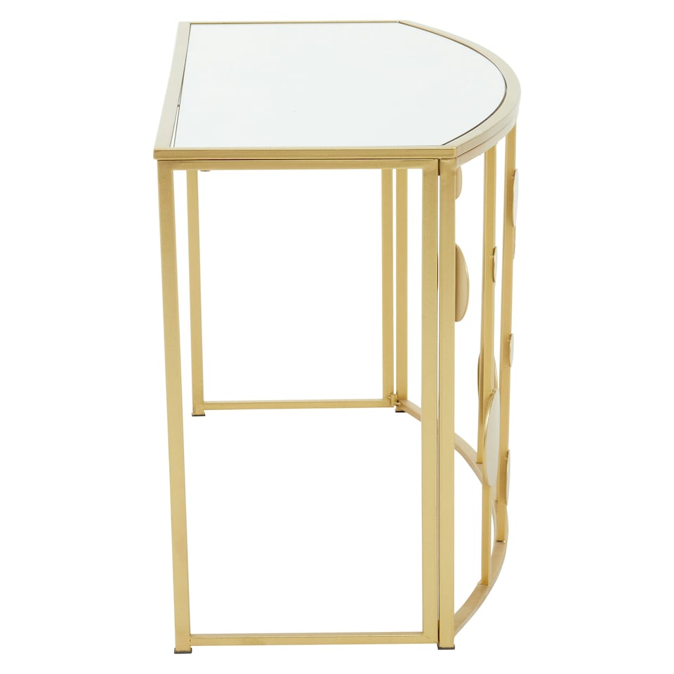 image 1 of Farran Gold Finish Console Table With Mirror Top Gold