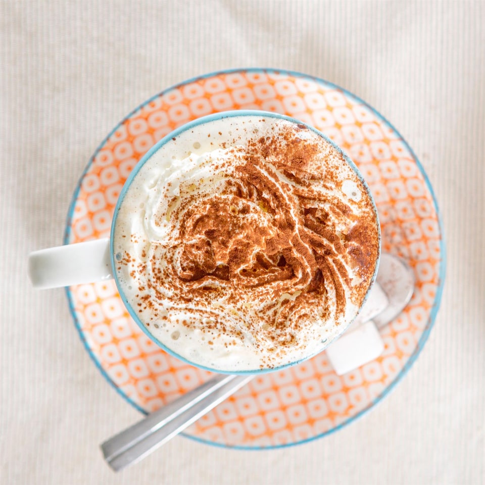 image 1 of Nicola Spring 12 Piece Hand-Printed Cappuccino Cup & Saucer Set - 250ml - Orange
