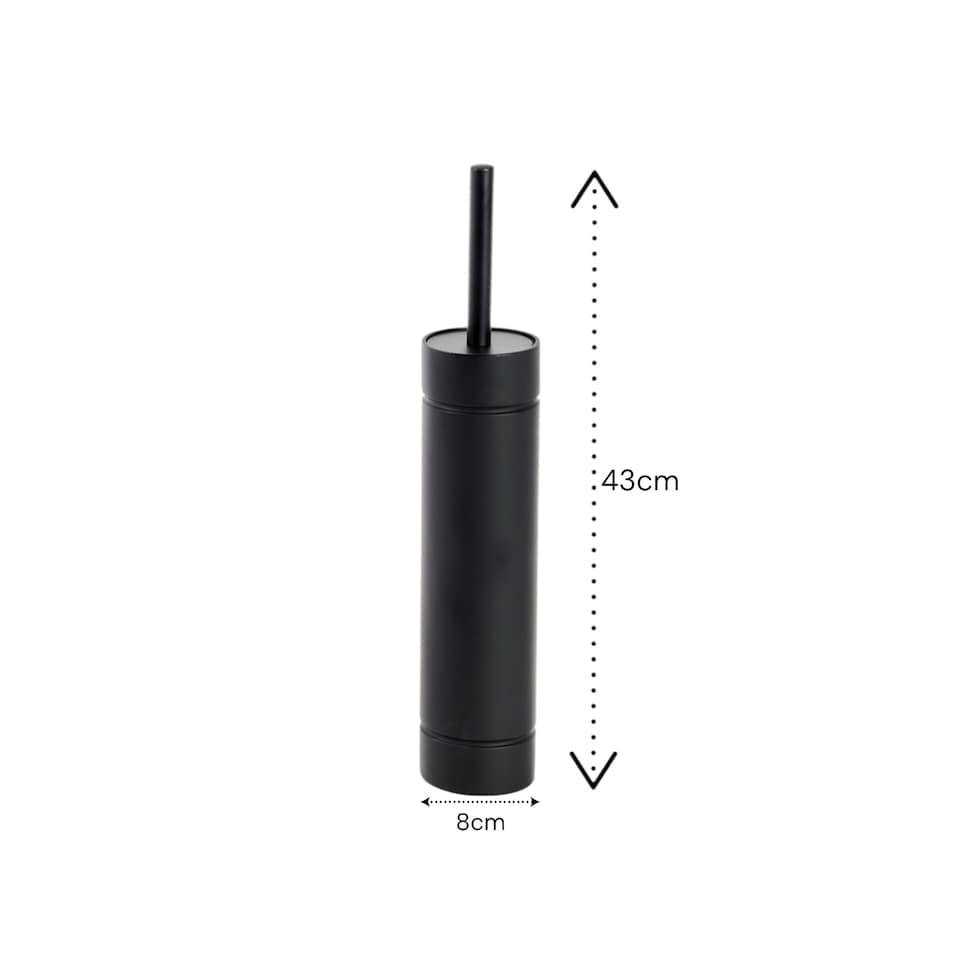 image 1 of Showerdrape Draco Black Slimline Toilet Brush & Holder | Black | Black | 1
