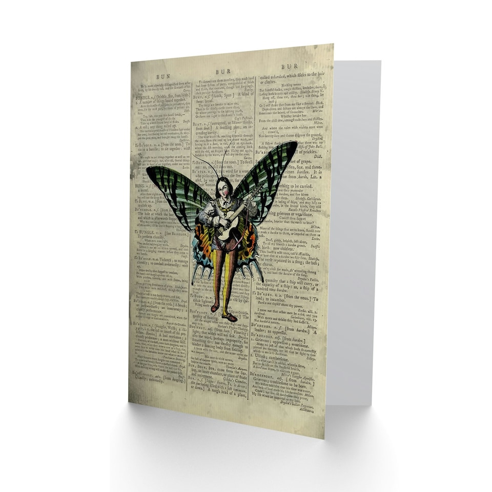 image 1 of Upcycle Butterfly Fairy Lute Birthday Card