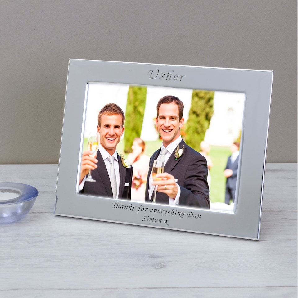 image 1 of Personalised Usher Silver Plated Picture Frame 7 x 5 Wedding Friend