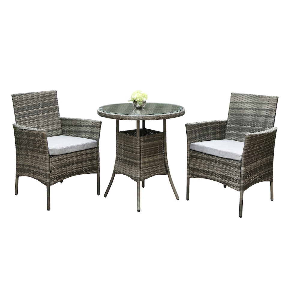 image 1 of VIRGINIA Rattan Bistro Set 2 Seater Round Table and Chairs