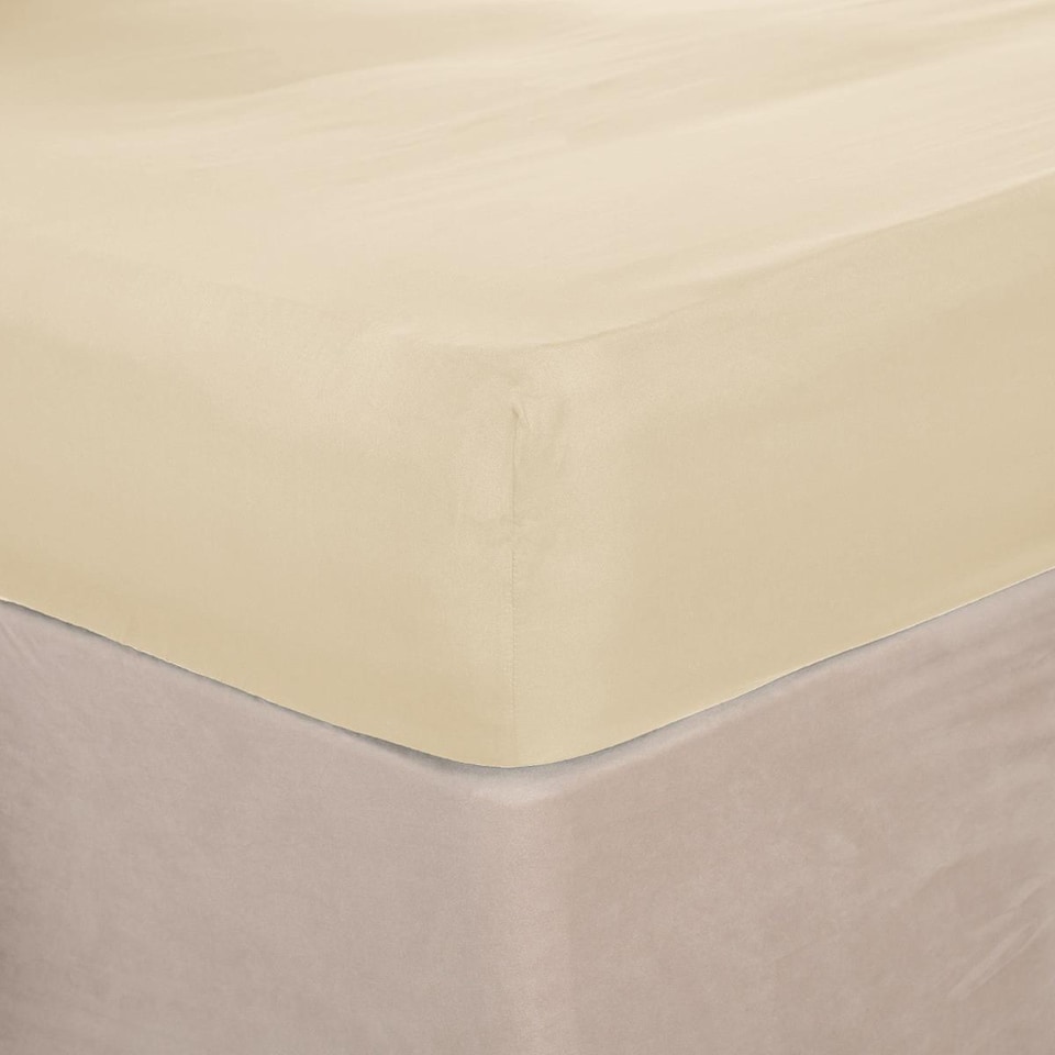 image 1 of OHS Ultra Soft Microfibre Plain Fitted Bed Sheet | Cream | Ivory | Double