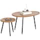 image 1 of HOMCOM Nesting Coffee Table Set of 2, 80cm Modern Stacking End Side Table with Metal Legs for Living Room Bedroom Office, Chestnut Wood Effect