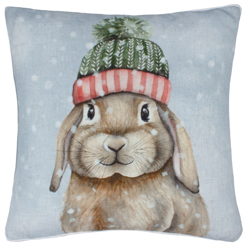 image 1 of Evans Lichfield Winter Rabbit Printed Cushion, , 43 x 43cm