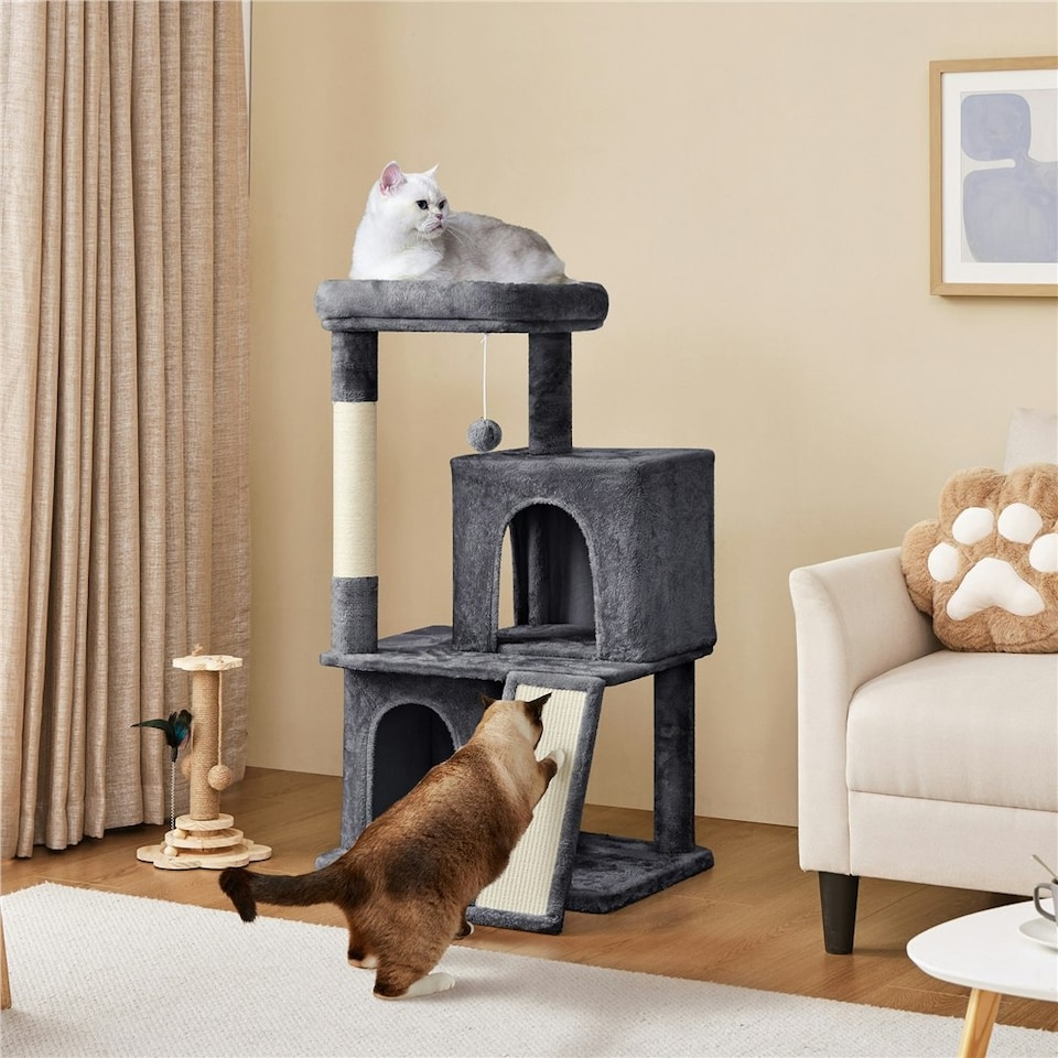 image 1 of Yaheetech 106 cm Cat Tree Tower with Double Condos Dark Grey