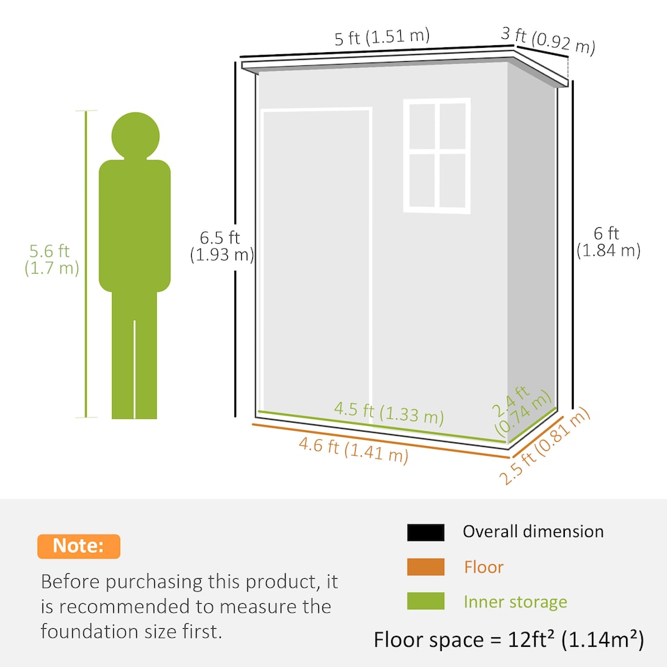 image 1 of Outsunny 5' x 3' Garden Shed w/ Floor, Lockable Door, Window and Vent, Grey | Grey | 1