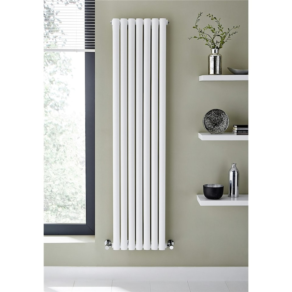 image 1 of 1800mm (H) x 420mm (W) - White Vertical Radiator (Paris) - SINGLE Panel - (1.8m x 0.42m) - Depth 55mm