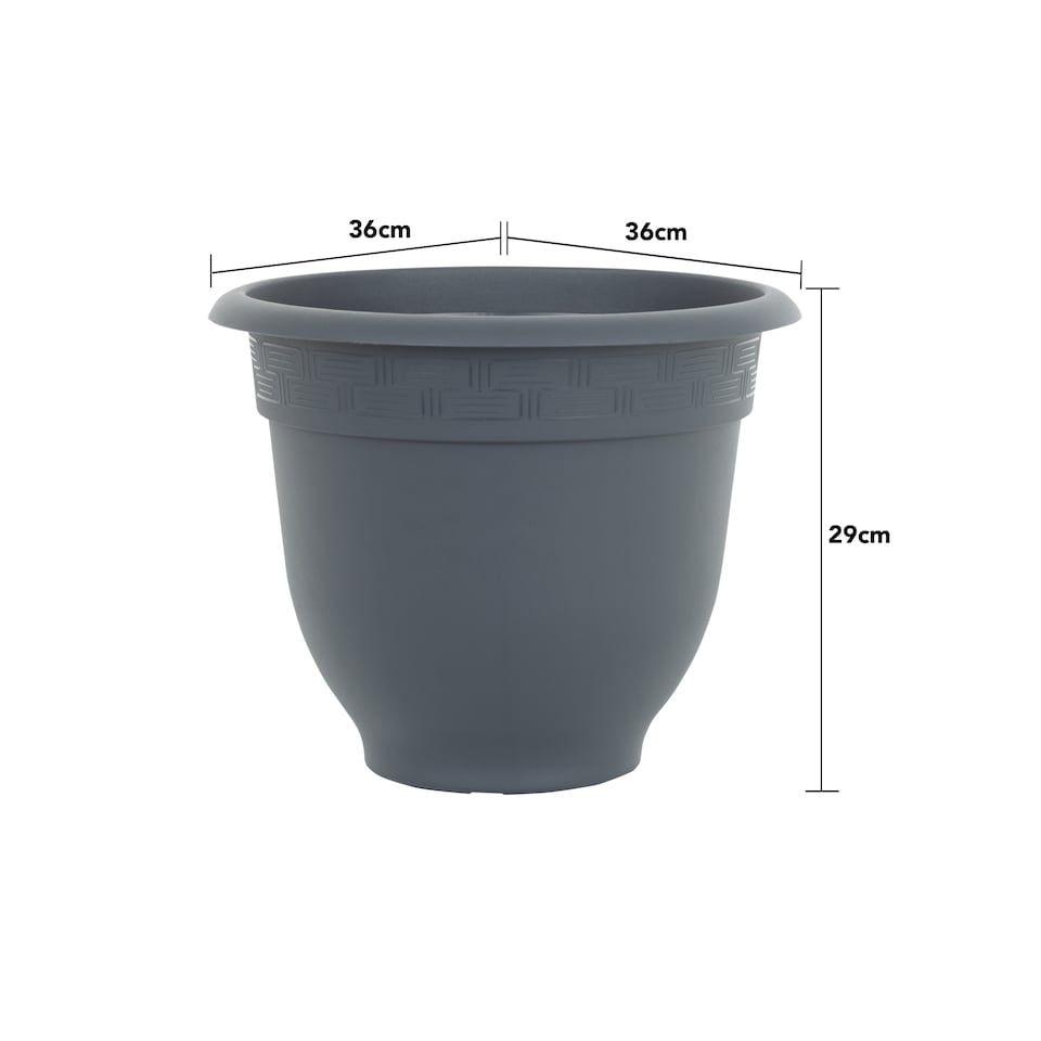 image 1 of Wham Bell Pot 4 x 36cm Round Plastic Garden Planters | Black | Slate