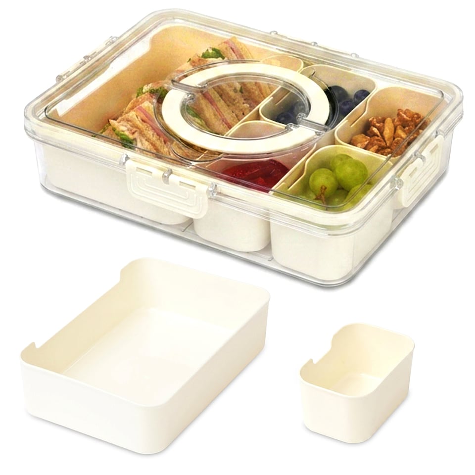image 1 of Snack Box with 5 Removable Trays Snap Lock Airtight Lid
