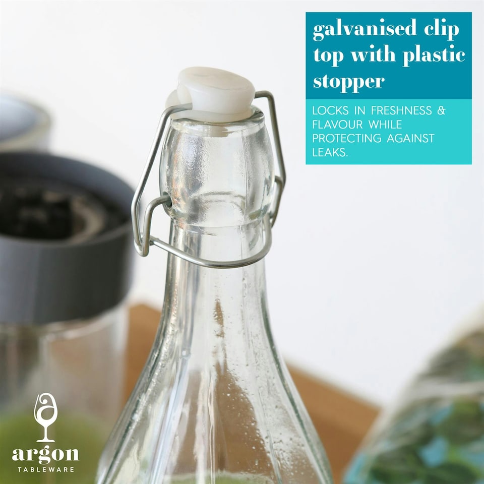 image 1 of Argon Tableware Glass Bottles with Swing Top - 1.1 Litre - Pack of 6 Clear | 1L