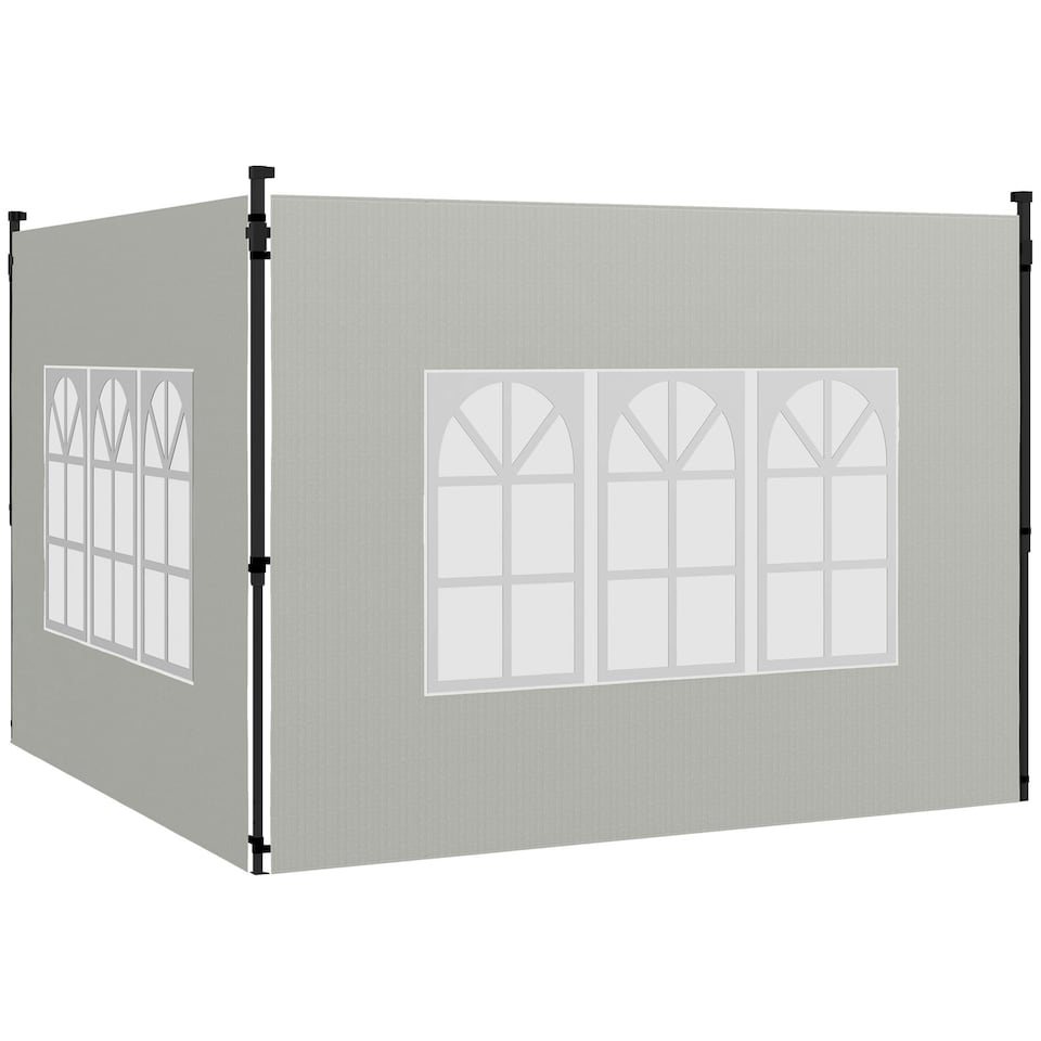 image 1 of Outsunny Gazebo Side Panels for 3x3(m) or 3x6m Gazebo Canopy, 2 Pack, White