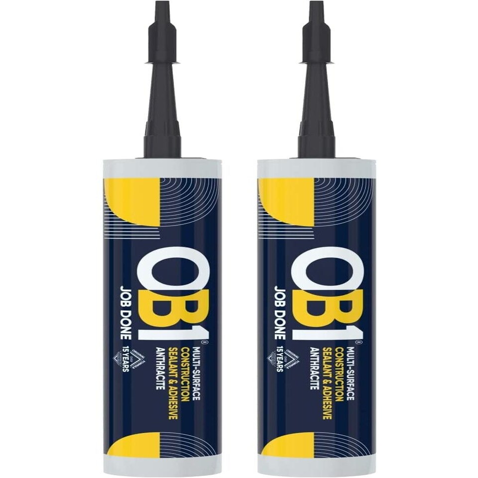 image 1 of OB1 Anthracite Multi-Surface Construction Sealant & Adhesive Silicone Pack of 2