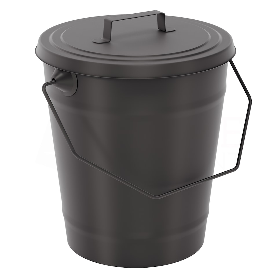 image 1 of Fire Vida Ash Bucket Coal Log Fire Storage Fireside Fireplace Accessory, Black