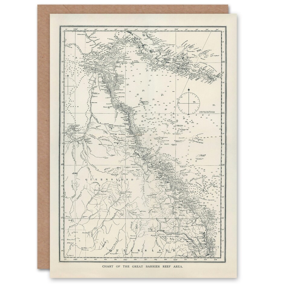 image 1 of William Saville Kent Art Card Great Barrier Reef Area Chart Map