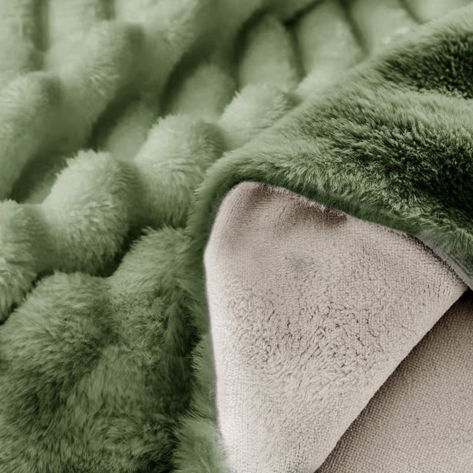 image 1 of Velosso Jumbo Cord Faux Rabbit Fur Duvet Cover and Pillowcase Set