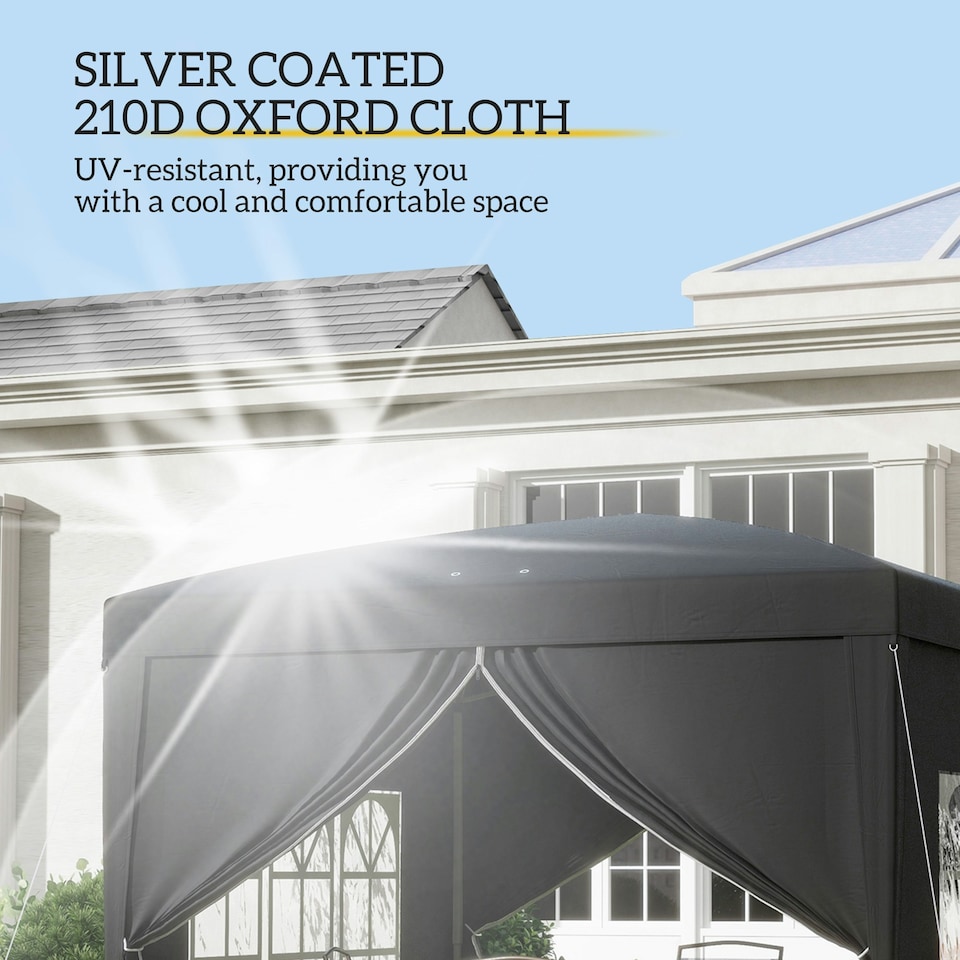 image 1 of Outsunny 3mx3m Pop Up Gazebo Party Tent Canopy Marquee with Storage Bag Black