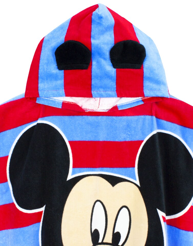 image 1 of Disney Mickey Mouse 3D Ears Poncho Towel for Kids | One Size Hooded Bath Towelling for Girls and Boys | Beach Swim Cover Up for Children and Toddlers Blue