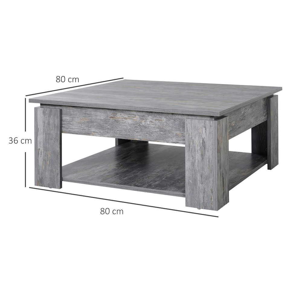 image 1 of HOMCOM 2 Tier Coffee Table Accent End Console Table Bottom Shelf Grey
