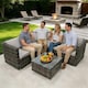 image 9 of Alivio 5-Seater PE Rattan Patio Corner Sofa Set with Table, Anti-UV Cushions