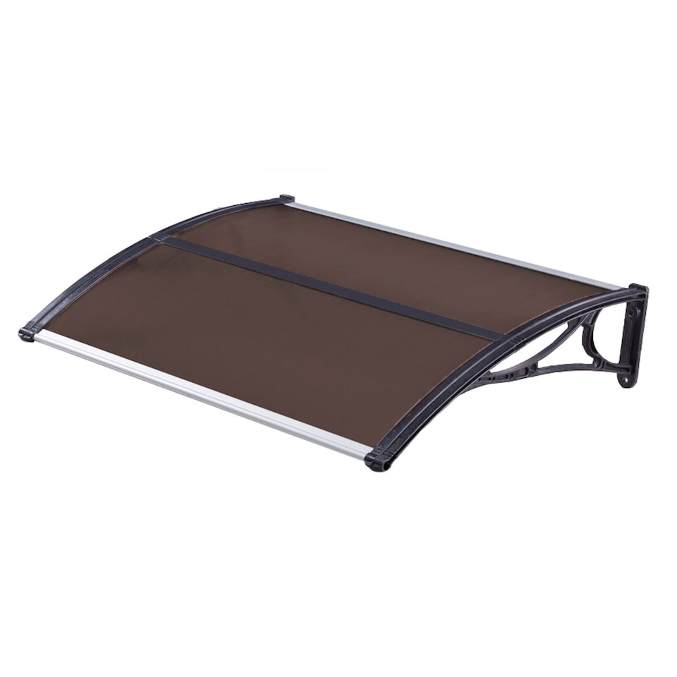 image 1 of Tinted Outdoor Front Door Canopy Porch Awning Patio Rain Shelter Cover 120x80cm | Brown | 1