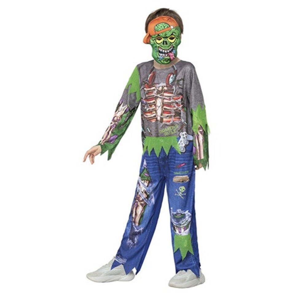 image 1 of Zombie Gamer Boys Fancy Dress Costume Kids Medium - Age 7-9