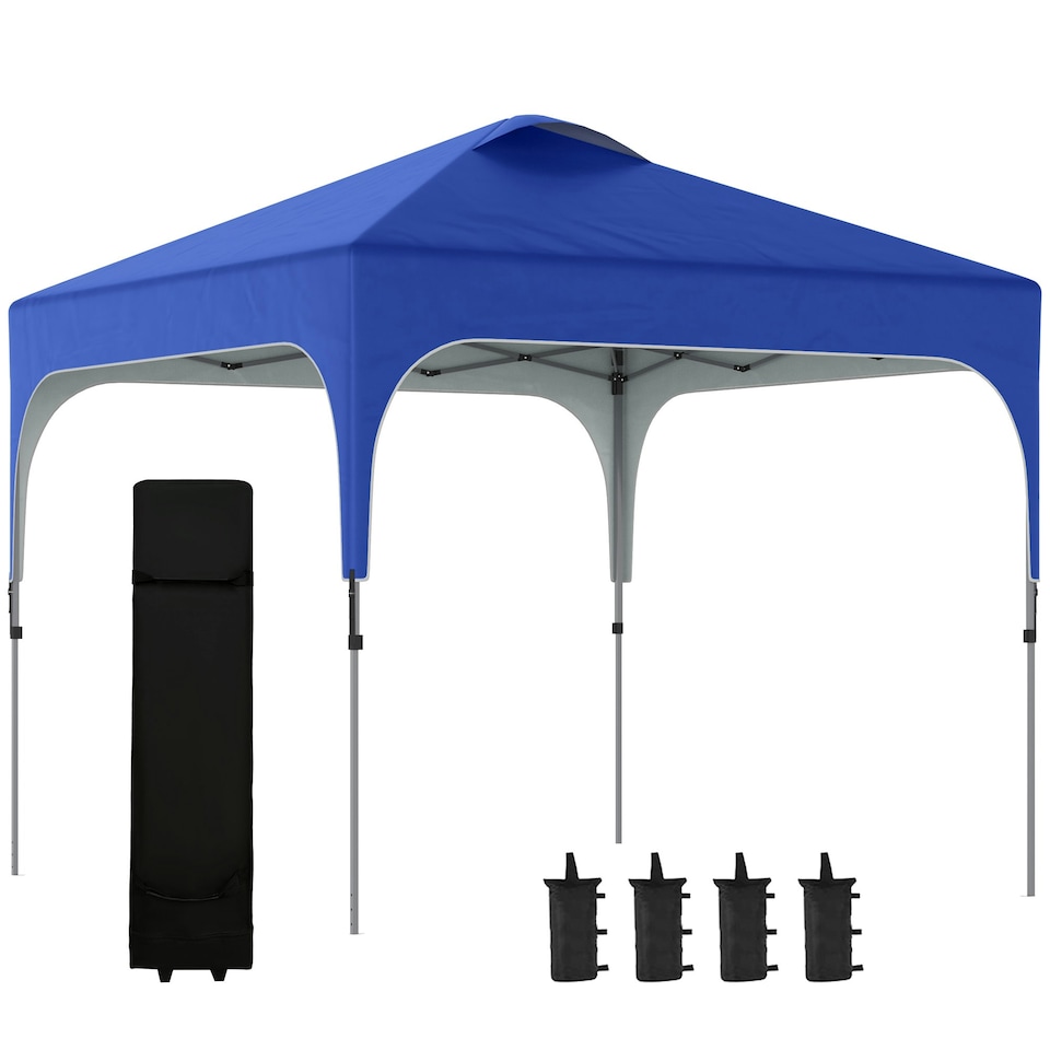 image 1 of Outsunny Pop Up Gazebo Foldable w/ Wheeled Carry Bag & 4 Weight Bags, Grey