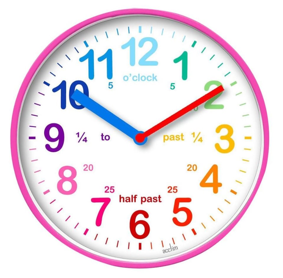 image 1 of ACCTIM - Teaching Time Wall Clock, Pink