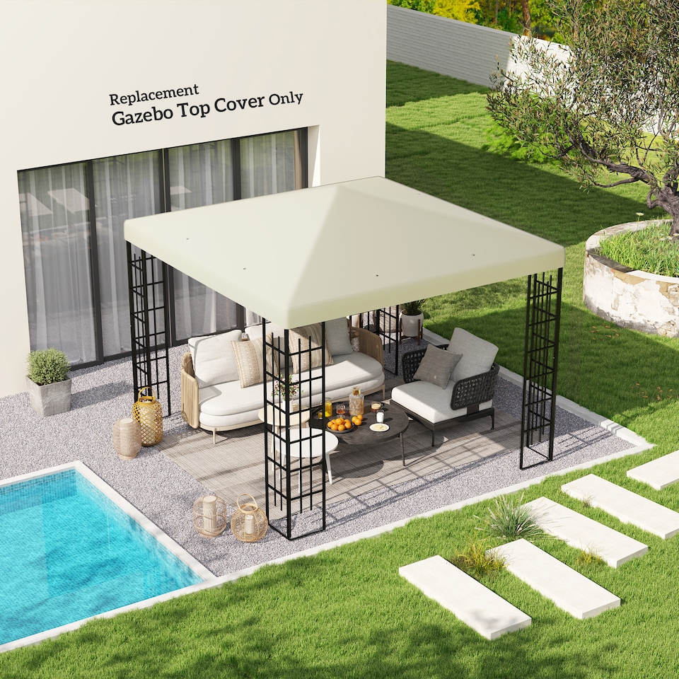 image 1 of Outsunny 3 x 3(m) Gazebo Canopy Replacement Cover, UPF30+, Cream White | Cream | Cream | 1