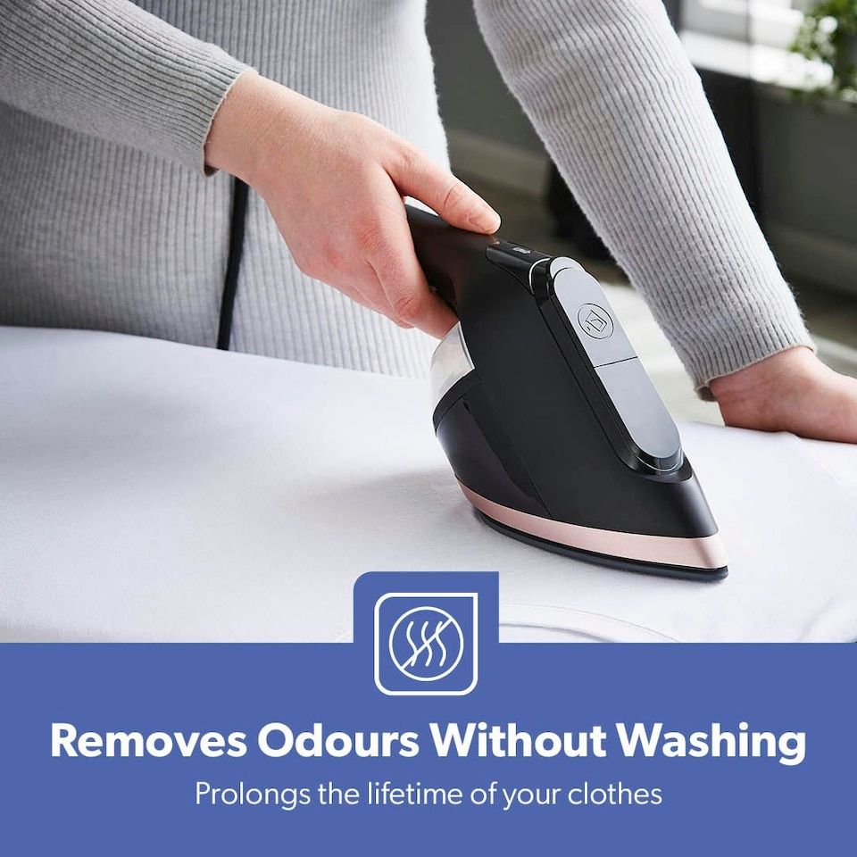 image 1 of GEEPAS 2-in-1 Travel Garment Steamer & Steam Iron, 1950W Black