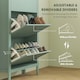 image 4 of HOMCOM 3 Drawer Shoe Cabinet with Flip Doors for Hallway, Entryway Green | 80W x 24D x 131H cm
