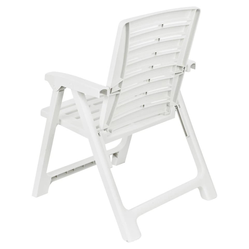 image 1 of Round Plastic Table & 2 Folding Chairs Set with Armrests Garden Patio Furniture