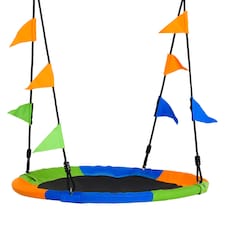 Outsunny Saucer Tree Swing Metal Tube Adjustable Rope Garden Blue